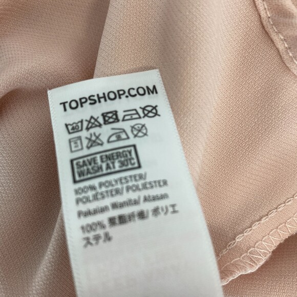 TOPSHOP Light Pink Keyhole Cut Out Open Back 3/4 Wide Sleeve Blouse Size 2 - Picture 9 of 11